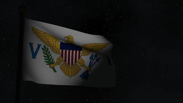 Animation Seamless Looping National Flag at Night  -United States Virgin Islands