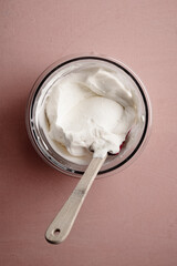 chocolate cake with chocolate muffin cupcake with butter cream and syrup and whipped cream