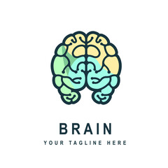 Abstract human brain logo design template concept vector illustration.