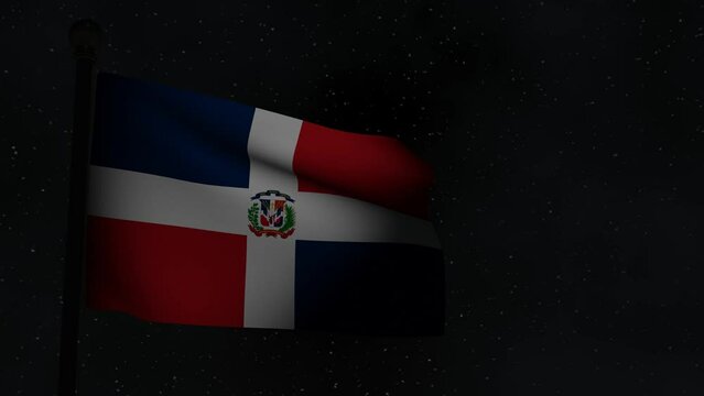 Animation Seamless Looping National Flag at Night  -Dominican Republic