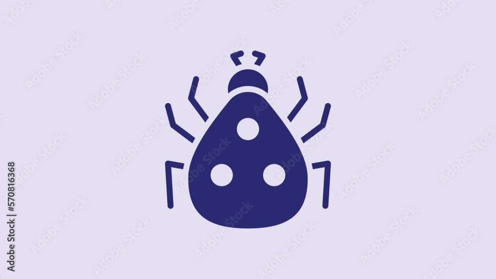 Wall mural Blue Ladybug icon isolated on purple background. 4K Video motion graphic animation