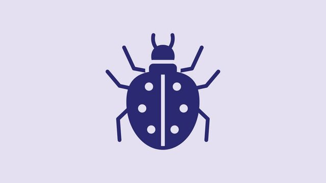 Blue Mite icon isolated on purple background. 4K Video motion graphic animation