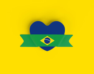 Brazil Flag Heart Banner