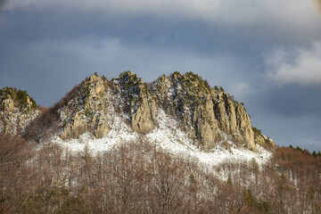 Bulgaria , Rhodope mountains the blue rocks close to Belintash,  Winter view