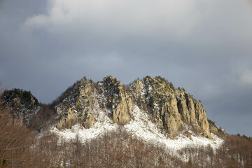 Bulgaria , Rhodope mountains the blue rocks close to Belintash,  Winter view