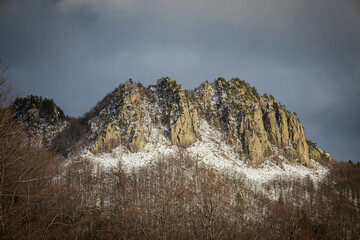 Bulgaria , Rhodope mountains the blue rocks close to Belintash,  Winter view