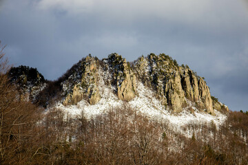 Bulgaria , Rhodope mountains the blue rocks close to Belintash,  Winter view