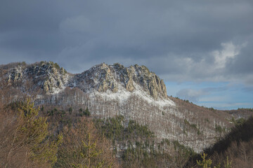 Bulgaria , Rhodope mountains the blue rocks close to Belintash,  Winter view