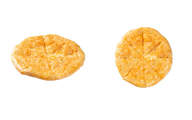 Traditional cheese pie. Khachapuri. Transparent.