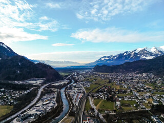 alpine town and mountains in Austria