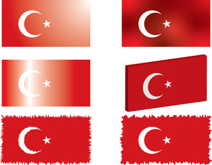 Collection of Turkish flag flags (Turkey). Abstract background. wave of national flags