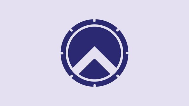 Blue Greek shield with greek ornament icon isolated on purple background. 4K Video motion graphic animation