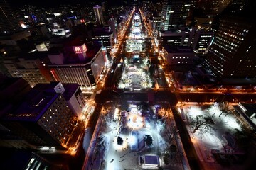 札幌の夜景と雪まつり