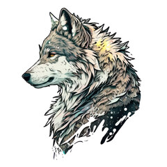 wolf head illustration, generated ai