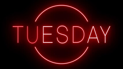 Flickering red retro neon sign glowing against a black background