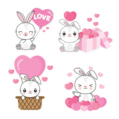 Valentine's day collection with cute animal  and love elements.