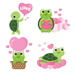 Valentine's day collection with cute animal  and love elements.