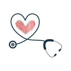 Stethoscope heart icon isolate on transparent background.