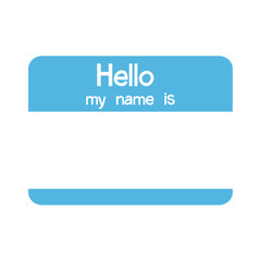 blue name tag. Hello my name is on transparent background. © Chanakarn