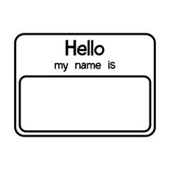 name tag. Hello my name is on transparent background.