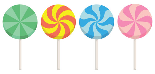 Set of colorful lollipop sweet candies. Vector illustration.