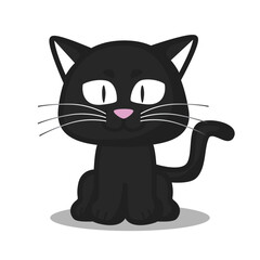 Black Cat vector cartoon cute style illustration perfect for Halloween element icon content isolated editable