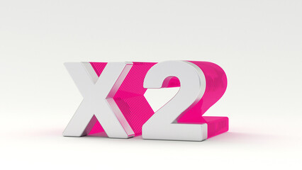 x2 3d rendering on white background - obrazy, fototapety, plakaty
