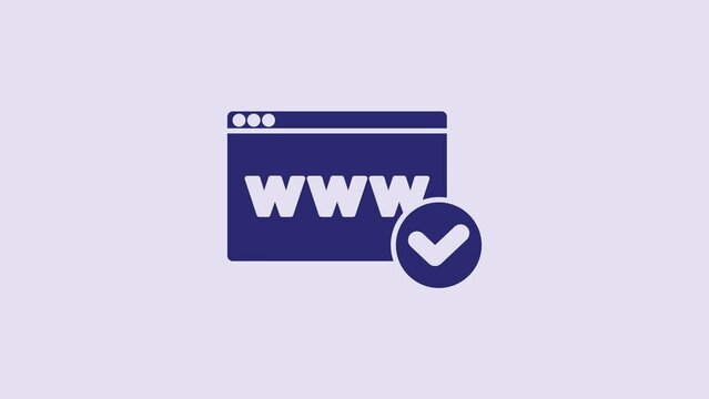 Blue Website template icon isolated on purple background. Internet communication protocol. 4K Video motion graphic animation