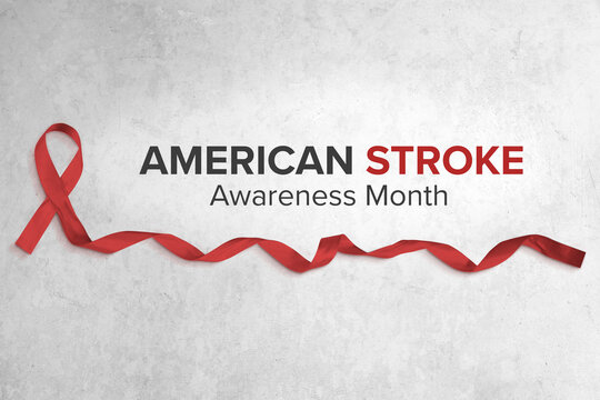 Red Ribbon, American Stroke Awareness with Copy Space