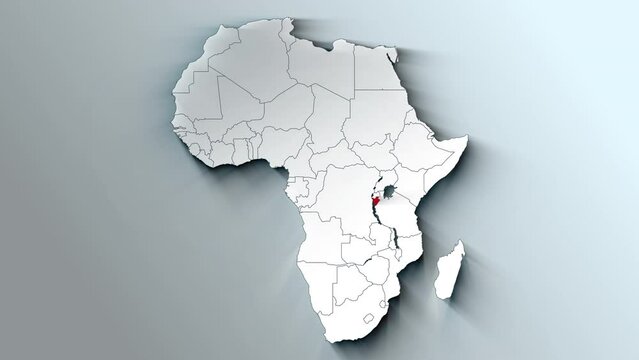 Africa Continent Map Showing Burundi Country Highlighted