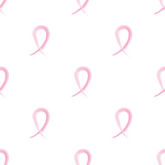 Breast Cancer Awareness Concept. Pink Ribbon. Seamless Pattern