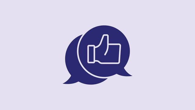 Blue Consumer or customer product rating icon isolated on purple background. 4K Video motion graphic animation