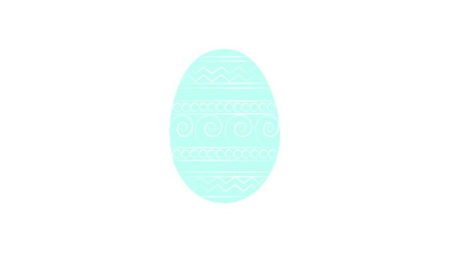 Happy easter. Easter eggs on a white background replacing each other in turn. Flat image, stylized eggs with a pattern. Looped animation for the holiday of Easter