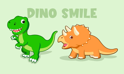 Cute Dinosaur Smiling Cartoon Illustration Vector Style
