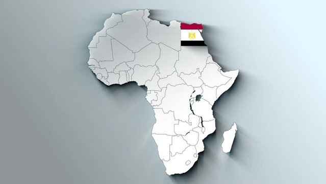 Africa Continent Map Showing Egypt Country Highlighted