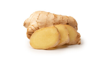 Ginger root isolated on white background.