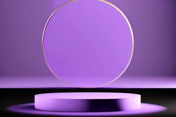 Purple Minimal Circle Podium with Background Illustration