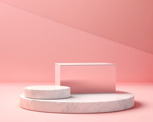 Abstract empty White Marble Podium on Pastel Pink Color Backgroundpink Platform for Product Display Interior Podium Place with Empty for Awards Ceremony Use for Recommend Products Illustration