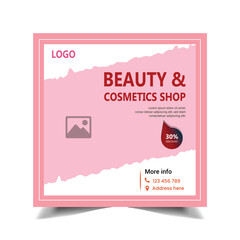 Beauty  and cosmetics shop social media post design template