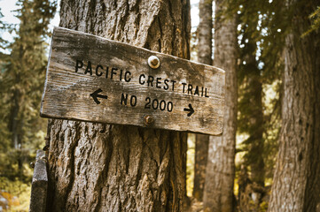 Pacific Crest Trail Sign In Washington State