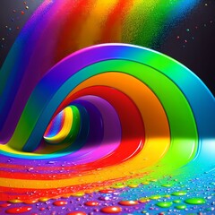 Obraz premium Rainbow wave, colorful splash of paint, isolated background, generated in AI