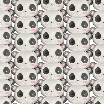 Panda bear seamless pattern. Watercolour animal textile pattern collection