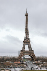 Fototapeta na wymiar Full view of the Eiffel Tower and the Paris skyline