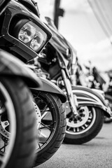 Black and White line of motorcycles
