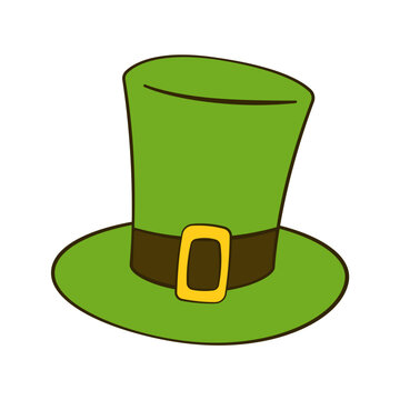 Green Top Hat. St. Patrick's Day. Cartoon. Vector illustration. Isolated on white background