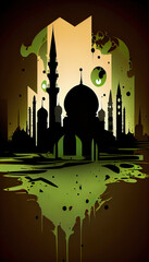 Elegant illustration of a beautiful muslim portrait mosque. Generative AI