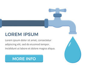 Tap with water drop with place for text