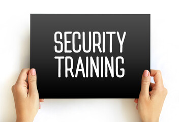 Security Training text on card, concept background