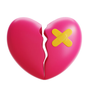 3d rendering of broken heart illustration. Suitable for your projects related to valentine day,  love and relationship category