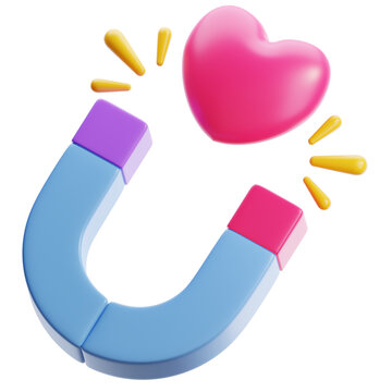 3d rendering of magnet with love  illustration. Suitable for your projects related to valentine day,  love and relationship category